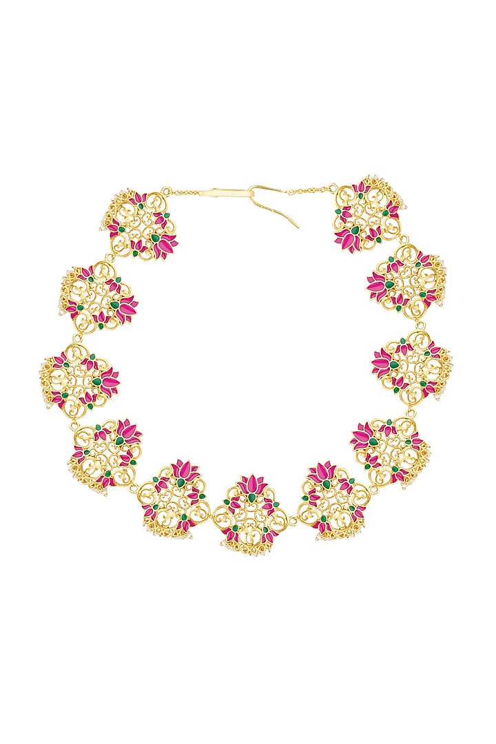 Gold Plated Pearl Mathapatti by Zariin at Pernia's Pop Up Shop