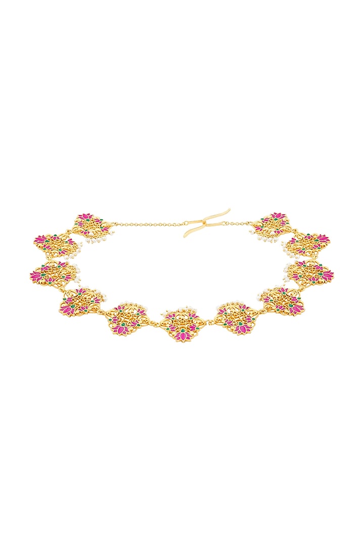 Gold Plated Pearl Mathapatti by Zariin at Pernia's Pop Up Shop