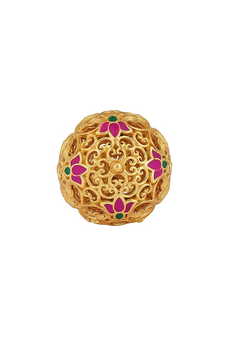 Gold Plated Pearl & Enamel Dome Ring by Zariin at Pernia's Pop Up Shop