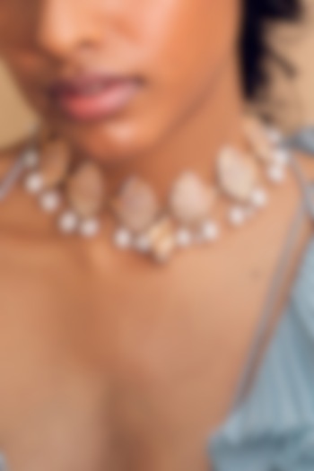 Rose Gold Finish Pearl Choker Necklace by Zariin