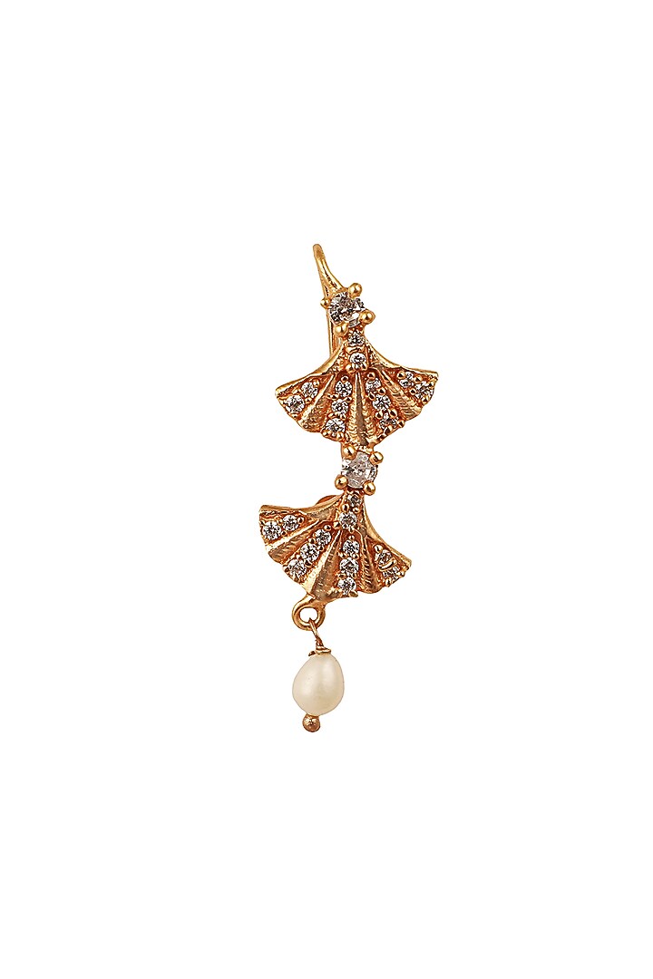 Rose Gold Finish CZ & Pearl Nose Ring by Zariin at Pernia's Pop Up Shop
