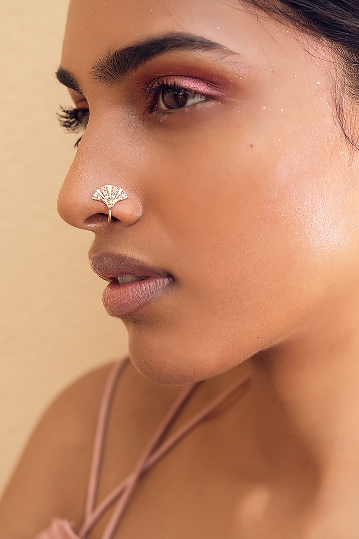 Rose Gold Finish CZ Nose Ring by Zariin