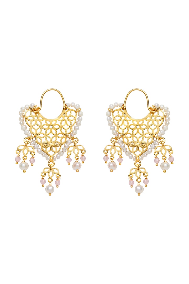 Gold Plated Beaded Earrings by Zariin at Pernia's Pop Up Shop