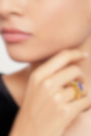 Gold Plated Blue Lapis Ring by Zariin