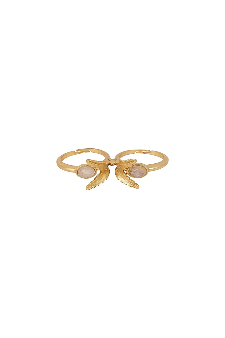 Gold Plated Ring With Moon Stone by Zariin at Pernia's Pop Up Shop