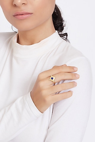 Gold Plated Ring With Blue Lapis by Zariin