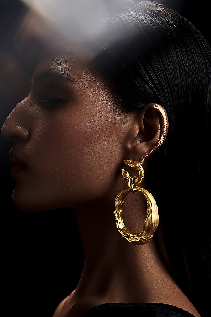 Gold Plated Cubic Zircon Dangler Earrings by Zariin at Pernia's Pop Up Shop
