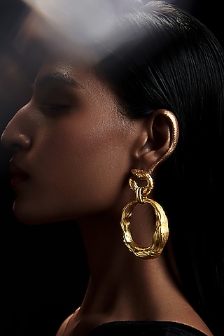 Gold Plated Cubic Zircon Dangler Earrings by Zariin