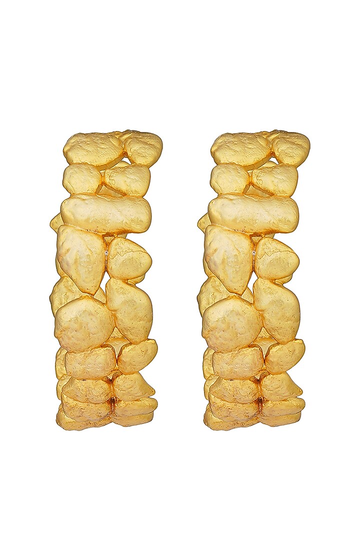 Gold Plated Motif Textured Hoop Earrings by Zariin at Pernia's Pop Up Shop
