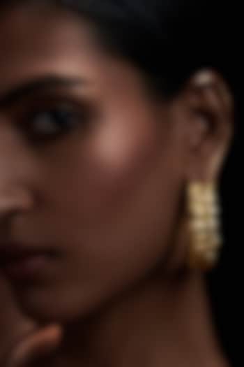 Gold Plated Motif Textured Hoop Earrings by Zariin at Pernia's Pop Up Shop