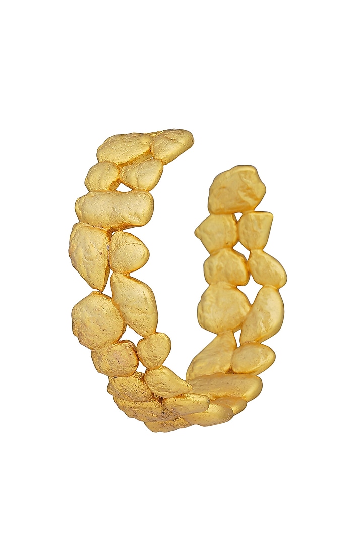 Gold Plated Motif Textured Hoop Earrings by Zariin at Pernia's Pop Up Shop