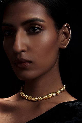 Gold Plated Choker Necklace by Zariin