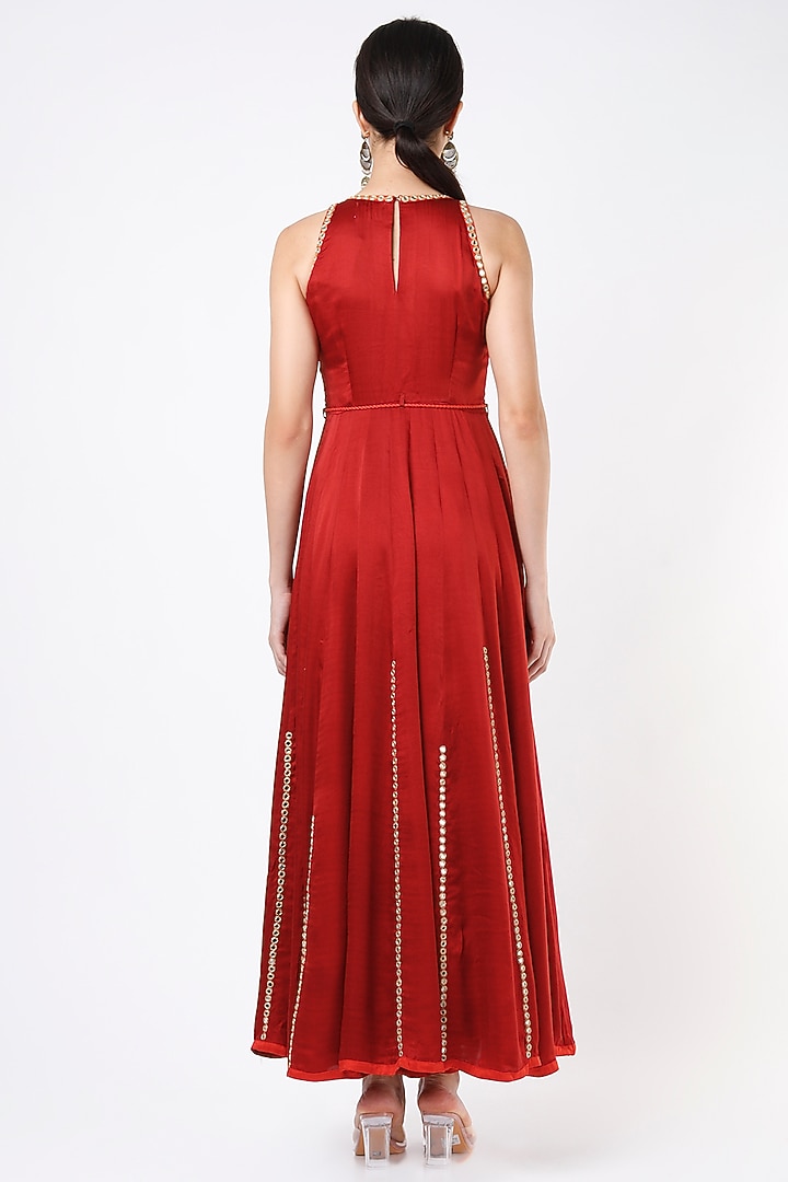Red Embroidered Wedding Anarkali Set by Zariya The Label at Pernia's Pop Up Shop