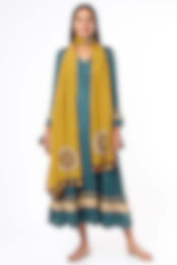 Teal Green Embroidered Wedding Anarkali Set by Zariya The Label at Pernia's Pop Up Shop