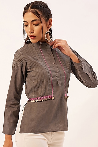 Dark Grey Cotton Top by Zariya The Label