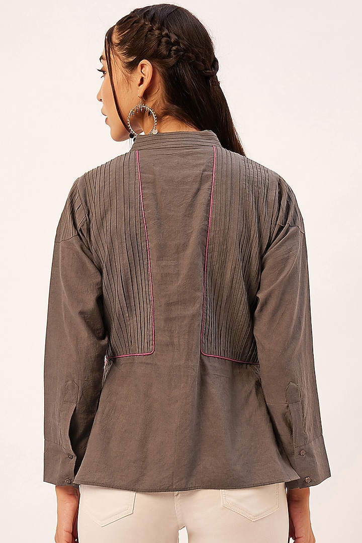 Dark Grey Cotton Top by Zariya The Label at Pernia's Pop Up Shop