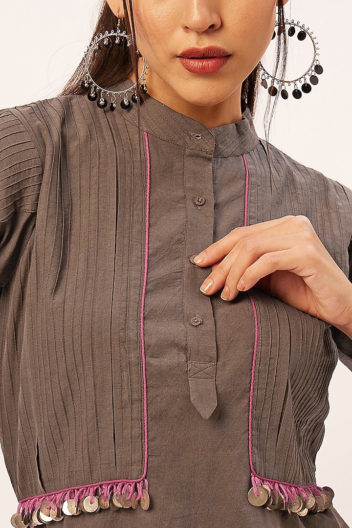 Dark Grey Cotton Top by Zariya The Label at Pernia's Pop Up Shop