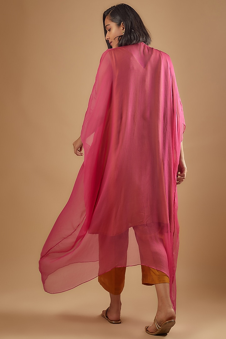 Kesari Mustard Bemberg Silk Mandala Embroidered Kurta Set by Zariya The Label at Pernia's Pop Up Shop