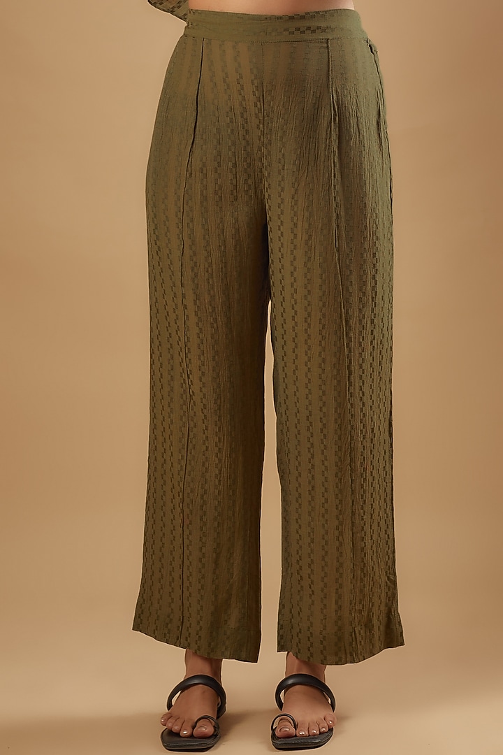 Moss Green Self Cotton Silk Boho Patchwork Cowl Kurta Set by Zariya The Label at Pernia's Pop Up Shop