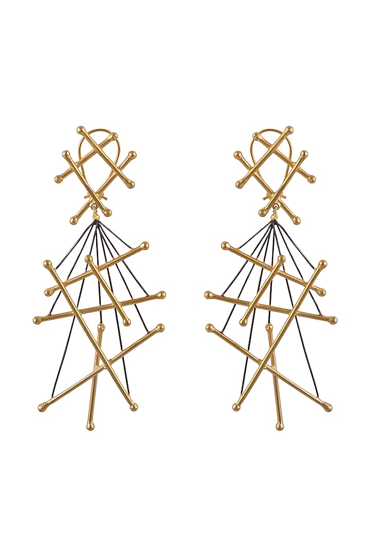 Two-Tone Finish Handcrafted Dangler Earrings by ZAZA BY SOMYA at Pernia's Pop Up Shop