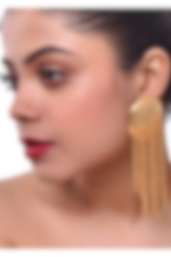 Gold Finish Handcrafted Cocktail Dangler Earrings by ZAZA BY SOMYA at Pernia's Pop Up Shop