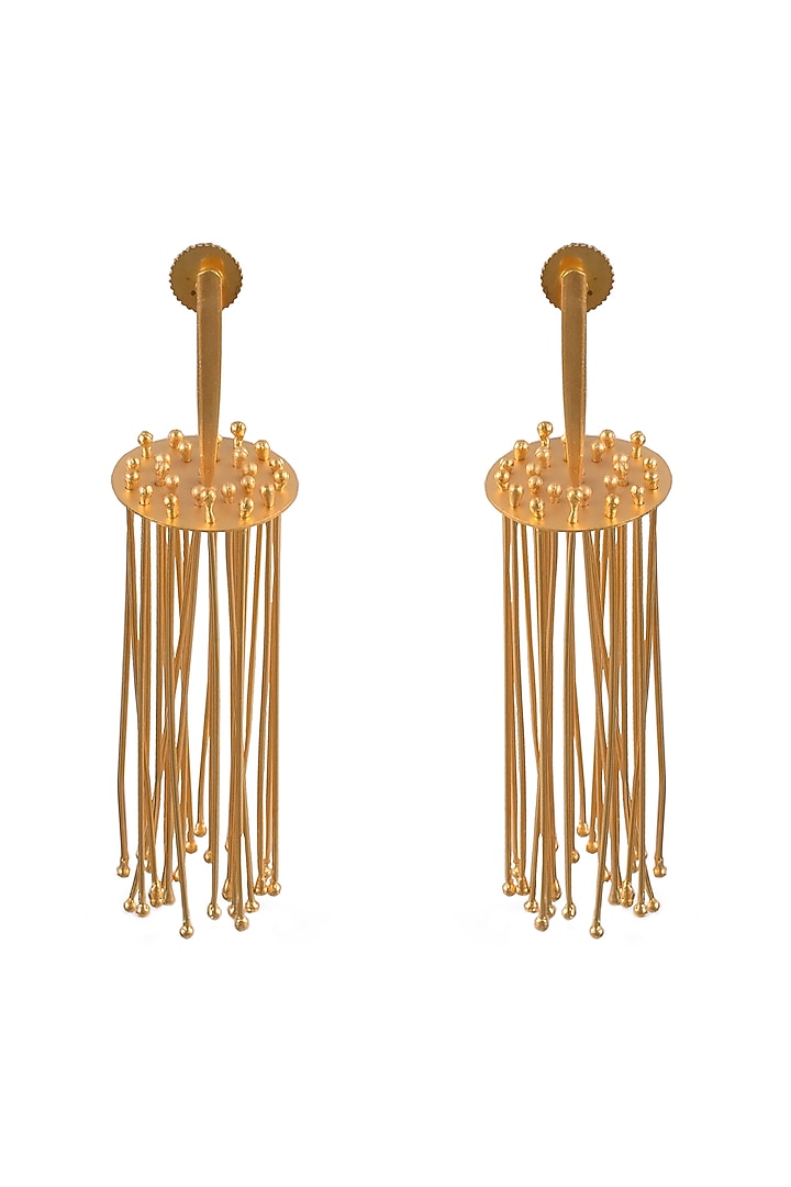 Gold Finish Dangler Earrings by ZAZA BY SOMYA at Pernia's Pop Up Shop