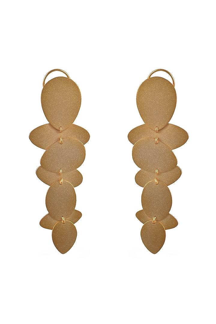 Gold Finish Disc Dangler Earrings by ZAZA BY SOMYA at Pernia's Pop Up Shop