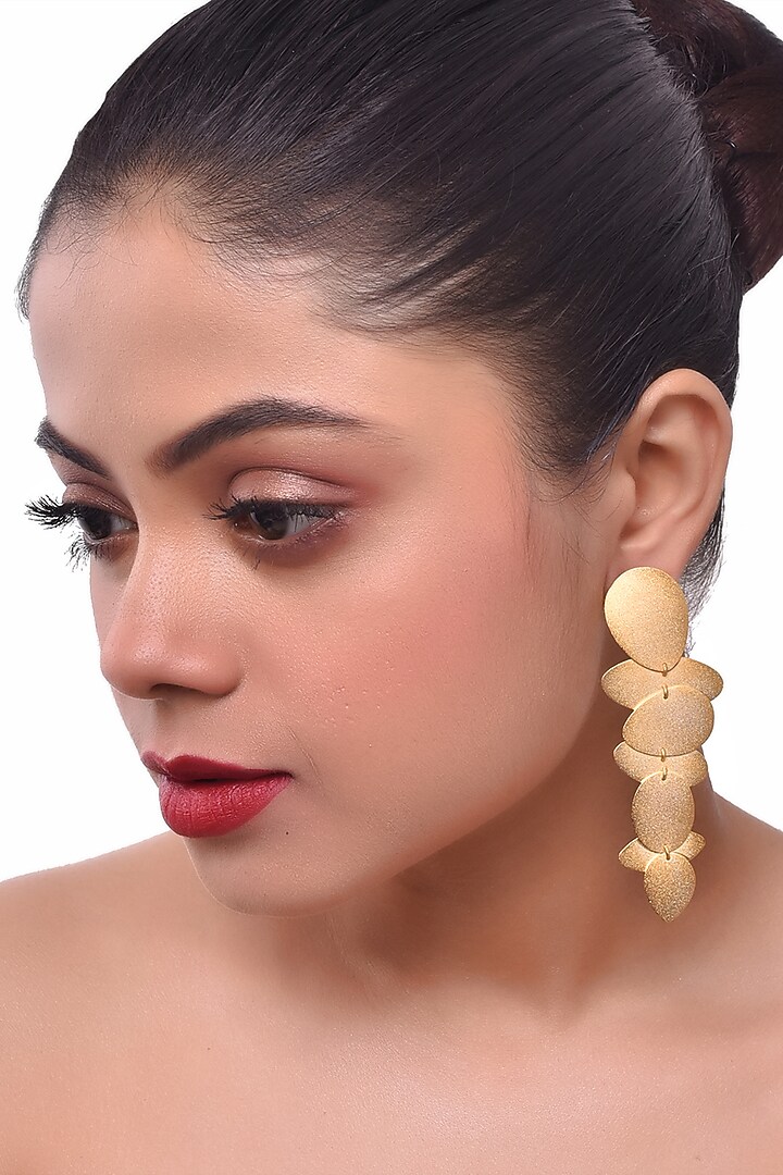 Gold Finish Disc Dangler Earrings by ZAZA BY SOMYA at Pernia's Pop Up Shop