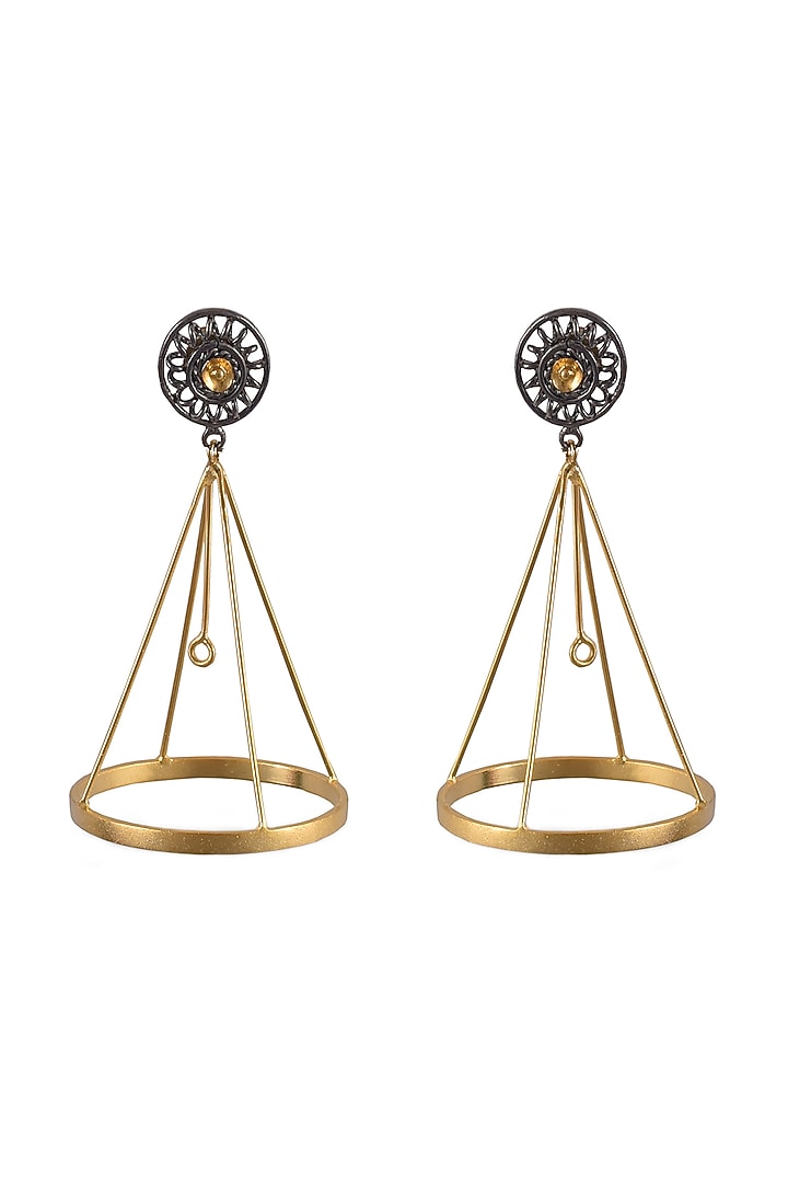 Two-Tone Finish Handcrafted Dangler Earrings by ZAZA BY SOMYA at Pernia's Pop Up Shop