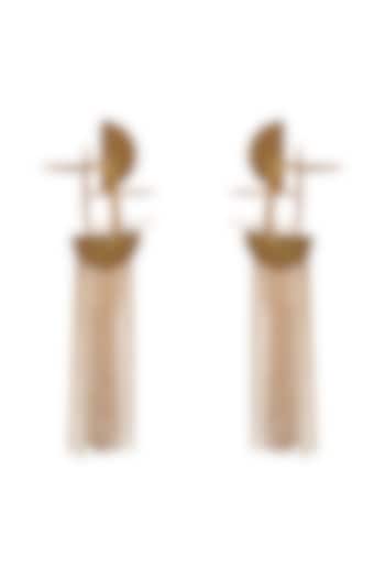 Gold Finish Handcrafted Dangler Earrings by ZAZA BY SOMYA at Pernia's Pop Up Shop