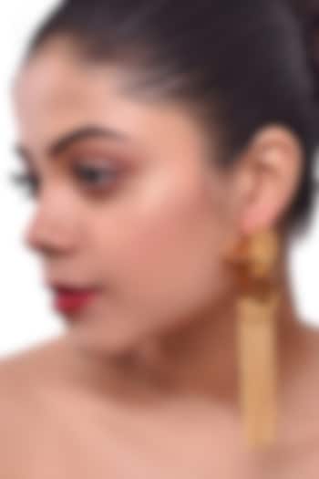 Gold Finish Handcrafted Dangler Earrings by ZAZA BY SOMYA at Pernia's Pop Up Shop