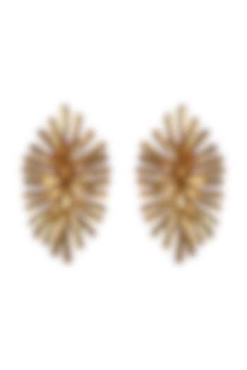 Gold Finish Floral Stud Earrings by ZAZA BY SOMYA at Pernia's Pop Up Shop