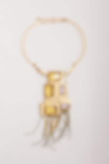 Gold Finish Yellow & Purple Zircon Necklace by ZAZA BY SOMYA at Pernia's Pop Up Shop
