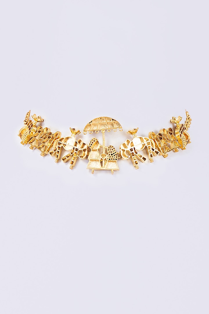 Gold Finish Handcrafted Choker Necklace by ZAZA BY SOMYA