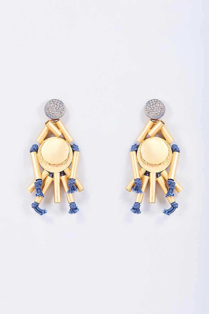 Gold Finish Dangler Earrings by ZAZA BY SOMYA