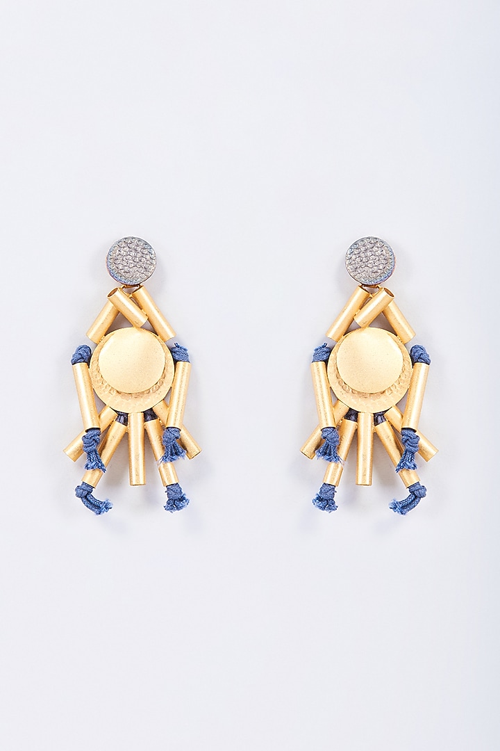 Gold Finish Dangler Earrings by ZAZA BY SOMYA at Pernia's Pop Up Shop