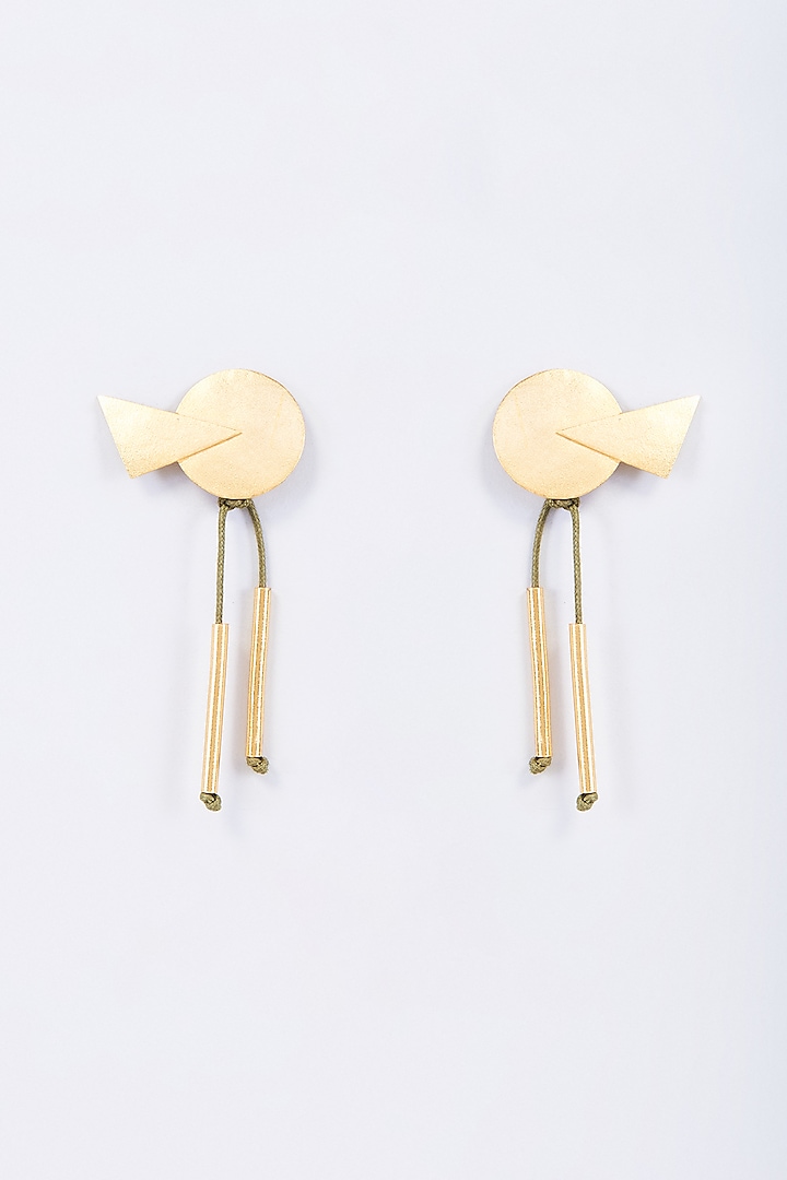 Gold Finish Dangler Earrings by ZAZA BY SOMYA