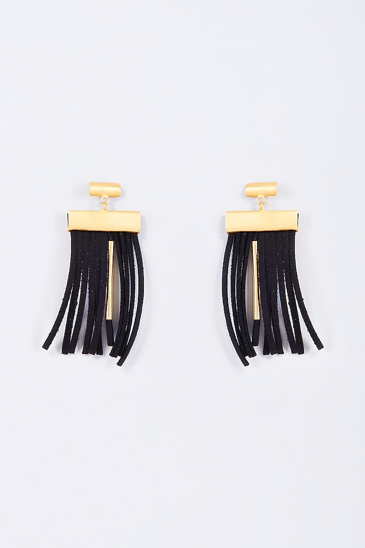 Gold Finish Handcrafted Dangler Earrings by ZAZA BY SOMYA at Pernia's Pop Up Shop