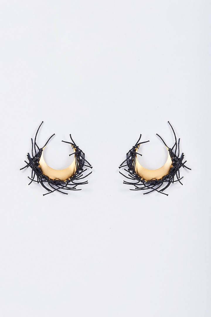 Gold Finish Handcrafted Stud Earrings by ZAZA BY SOMYA at Pernia's Pop Up Shop