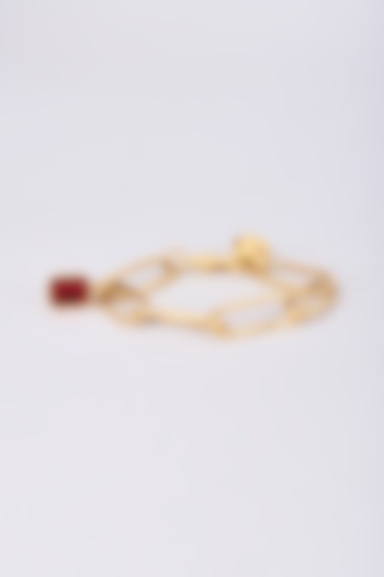 Gold Finish Swarovski Chain Bracelet by ZAZA BY SOMYA