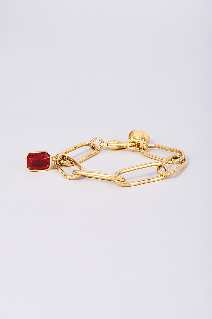 Gold Finish Swarovski Chain Bracelet by ZAZA BY SOMYA at Pernia's Pop Up Shop