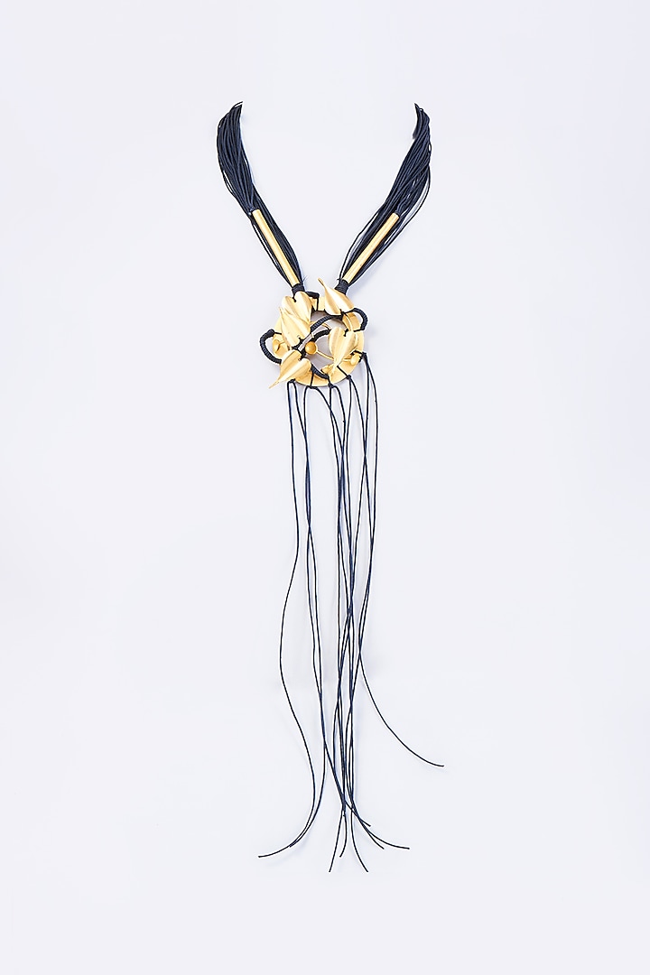 Gold Finish Handcrafted Pendant Necklace by ZAZA BY SOMYA