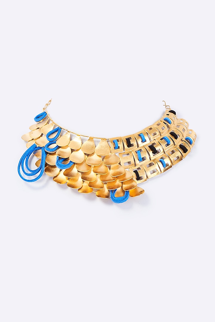 Gold Finish Corded Handcrafted Necklace by ZAZA BY SOMYA