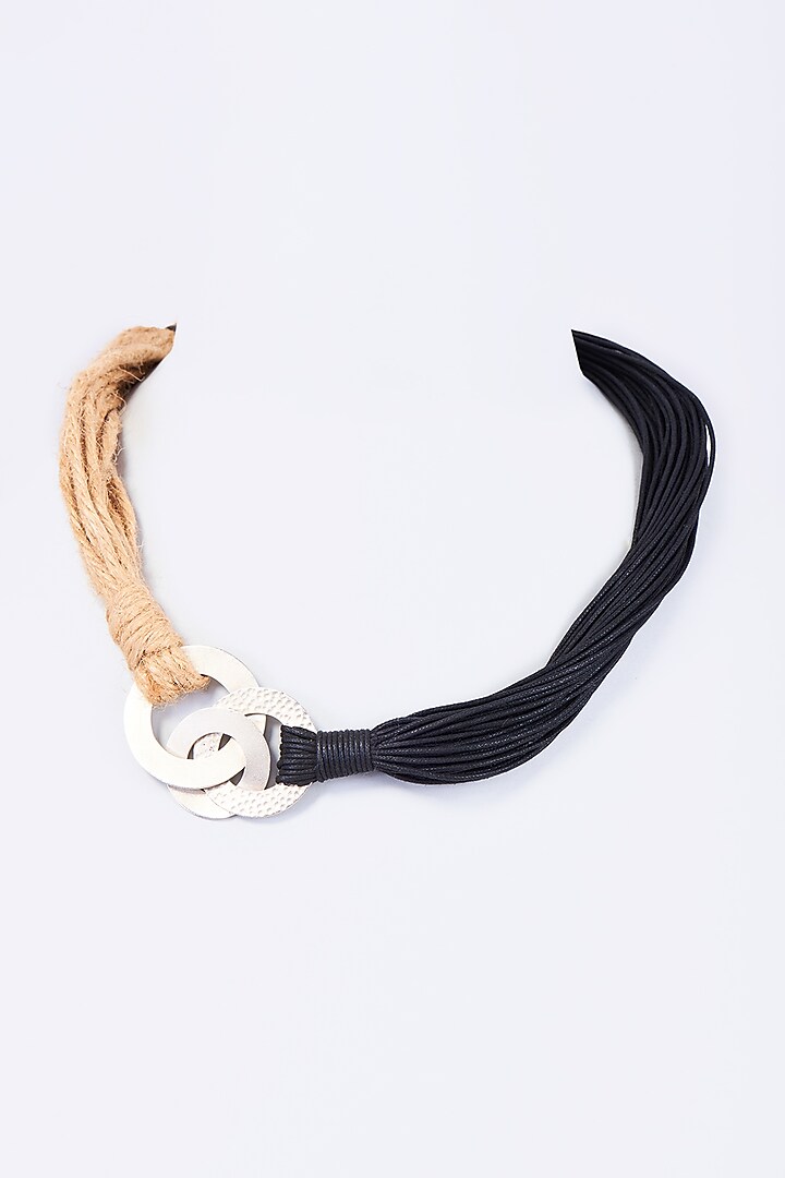 White Finish Corded Handcrafted Pendant Necklace by ZAZA BY SOMYA