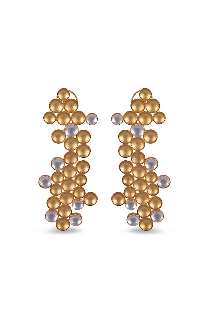 Gold Plated Kundan Dangler Earrings by ZAZA BY SOMYA