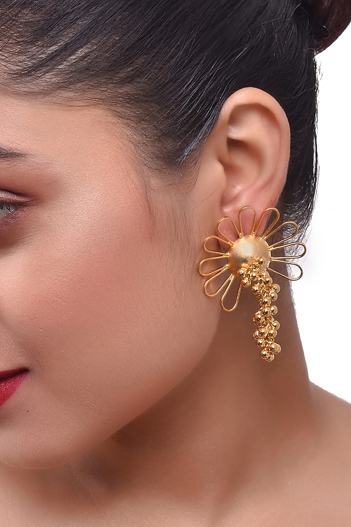 Gold Plated Ghungroo Hanging Dangler Earrings by ZAZA BY SOMYA