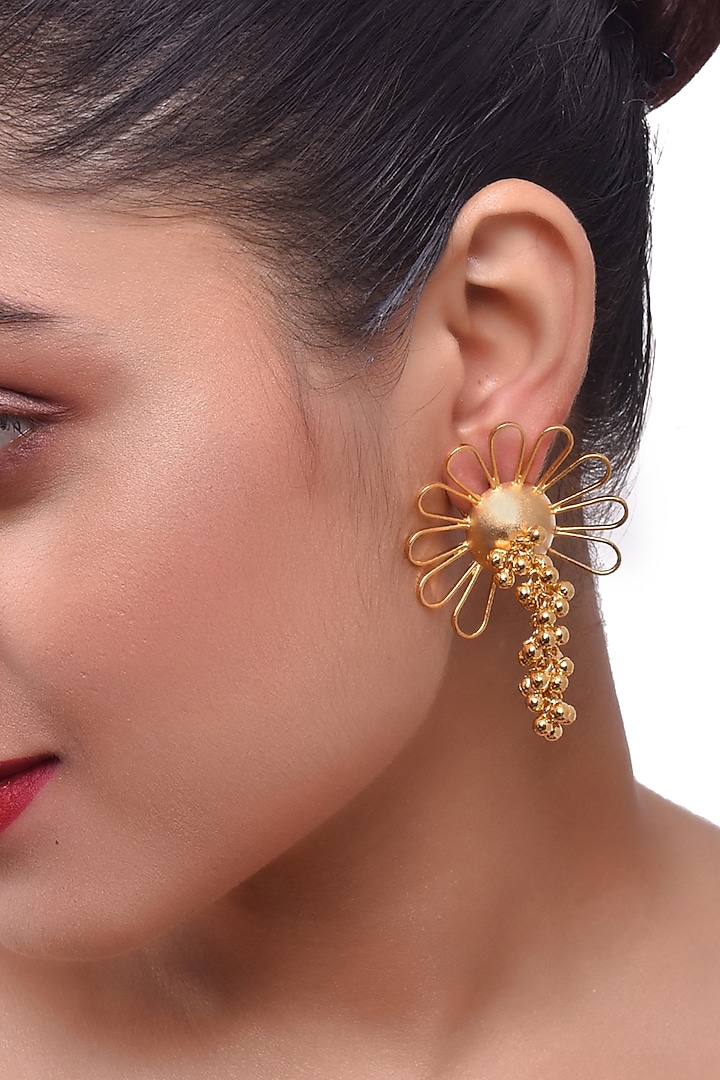 Gold Plated Ghungroo Hanging Dangler Earrings by ZAZA BY SOMYA at Pernia's Pop Up Shop