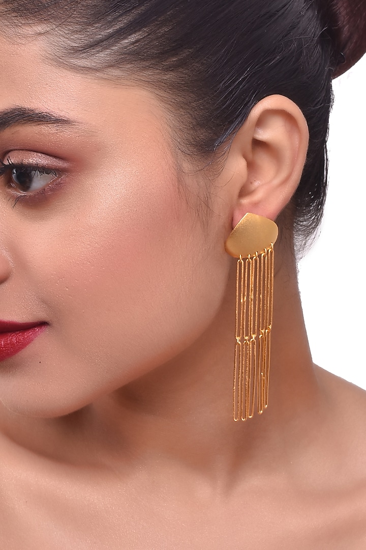 Gold Plated Dangler Earrings by ZAZA BY SOMYA