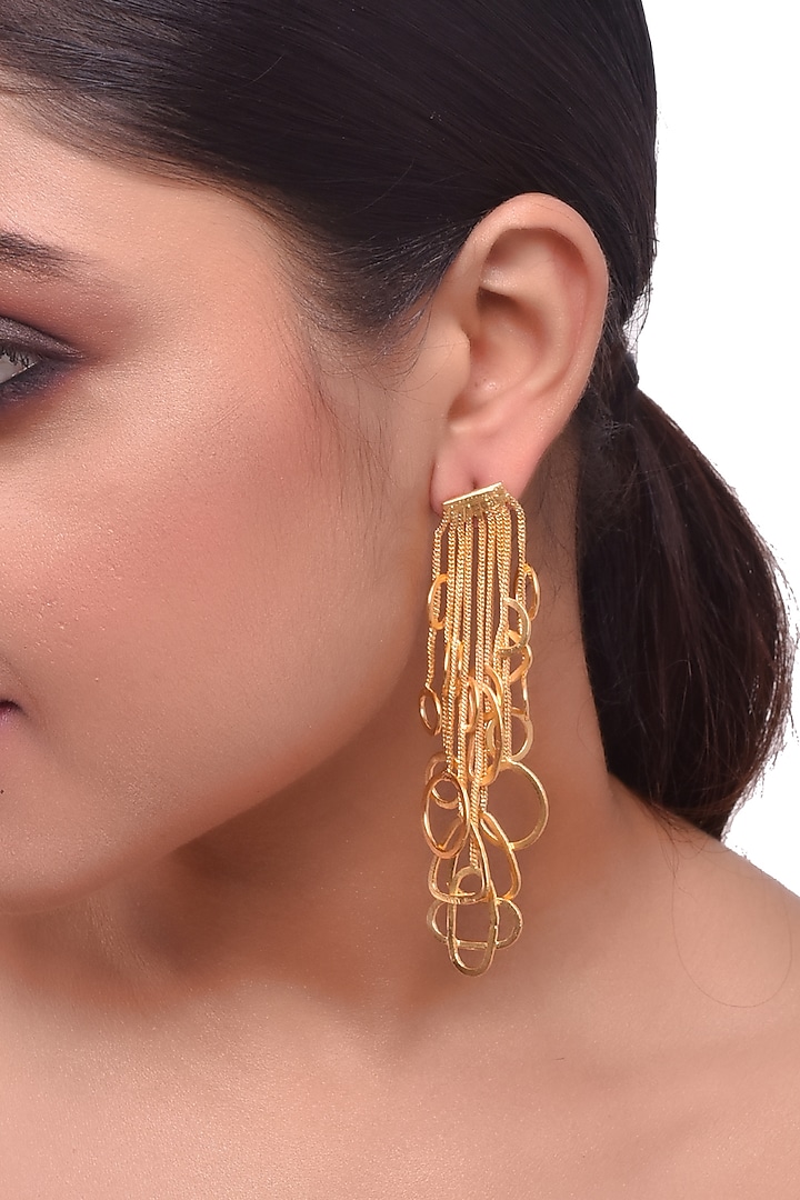 Gold Plated Dangler Earrings by ZAZA BY SOMYA