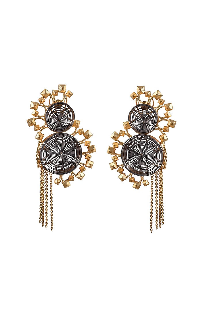Two Tone Finish Dangler Earrings by ZAZA BY SOMYA